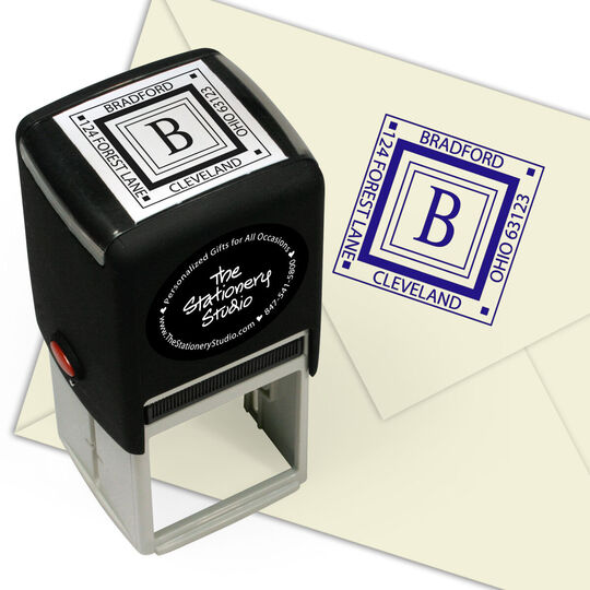 Initial and Address Square Self-Inking Stamper